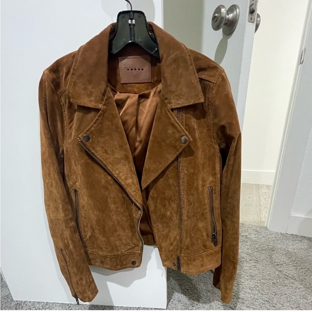 Brown suede moto jacket